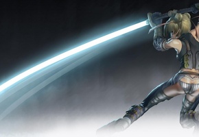 броня, меч, катана, легкая, трусики, Девушка