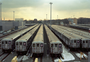 рельсы, вагон, депо, станция, Город, поезд, метро