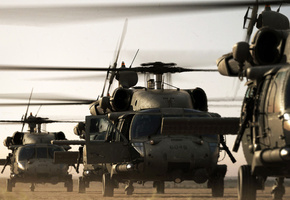 Вертолеты, звено, взлет