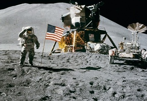 астронавт, скафандр, аполо, Луна