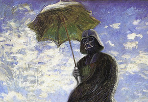Star wars, дарт вейдер, маслом, зонтик, шлем, плащ, картина