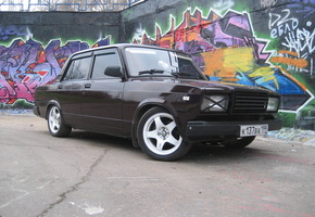 графити, машина, черная, авто, Ваз