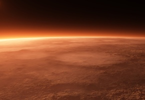 поверхность, пыль, Марс, атмосфера, горизонт, кратеры