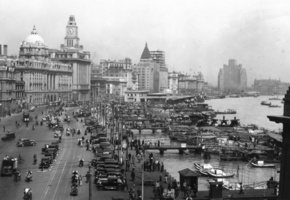 1930е, Ретро, шанхай, черно-белое, набережная