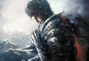 аниме, Berserk, гатс, главный, крест, волны, море, герой, арт
