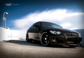 небо, обои, облака, бэха купе, Bmw 335i, 360 forged