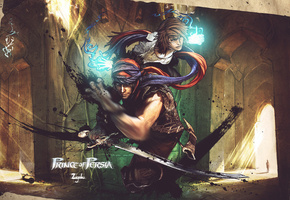 меч, храм, Prince of persia, арт, девушка