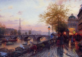 картина, париж, Томас кинкейд, эйфелева башня