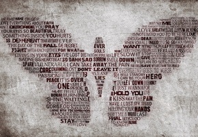 крылья, стена, слова, Бабочка