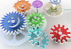 рожицы, механизм, настроения, колёсики, Шестерёнки