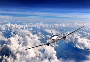 самолёт, небо, airplane, взлёт, облака, двигатели, Over clouds