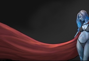 Девушка, рисунок, костюм, supergirl, плащ