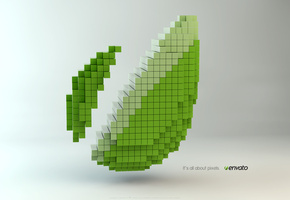 фон, Листок, пиксели, зеленый