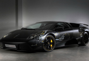 Lamborghini, черный, аэрография, lp710