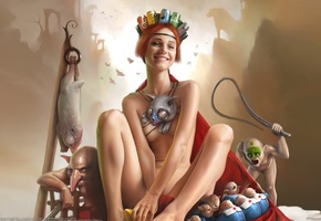 девушка, Corrado vanelli, троли, гоблины