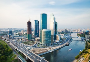 река, город, дороги, москва-сити, Москва