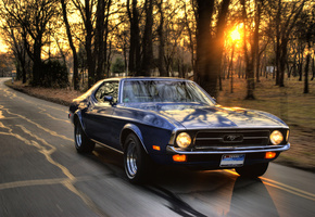закат, Машина, скорость, ford mustang