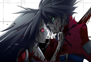 убийство, Аниме, пацан, девка, кровь