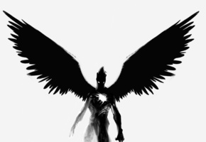 Демон, душа, черный, крылья, сердце