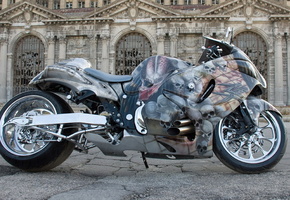 черепа, тюнинг, Спортбайк, хищник, хром, аэрография