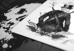 скелет, Карты, чб, джокер, череп