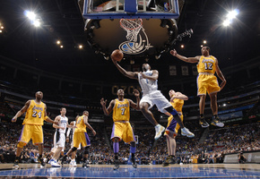 los angeles lakers, basketball, vs, orlando magic, полет, Nba, невесомость