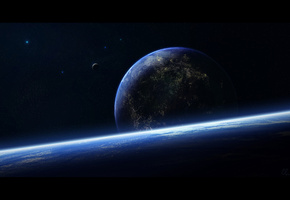 атмосфера, луна, планеты, Поверхность, звезды