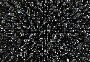 квадраты, 3d, Черно-белое