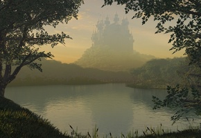 озеро, сказка, Замок