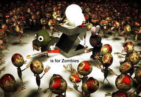 ружье, противогаз, заяц, зомби, Буква