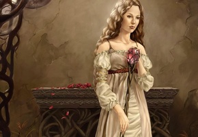 картинка, Девушка, цветок