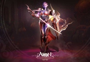 Aion, меч, девушка, щит