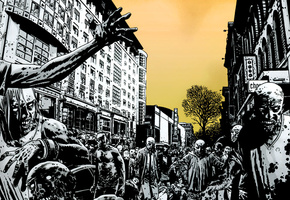 зомби, улица, Город, толпа