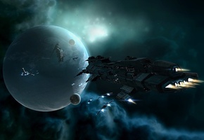 двигатели, туманность, полёт, Планеты, корабли