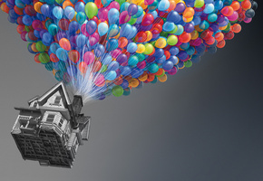 дом, Up, вверх, шарики