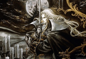 замок, блондин, меч, вампир, Граф, крест