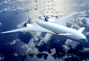 Самолёт, океан, полёт, небо, поверхность, фон, облака