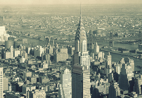 небо, город, панорама, небоскребы, здания, Multi monitors