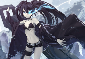 Аниме, black rock shooter, мато курои, синобу ёсиока, стрелок с чёрной скалы