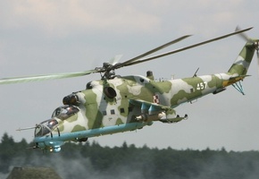 Советский, авиация, транспортно-боевой, полет, вертолёт, ми-24, военная