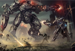 Война, взрывы, солдаты, лазеры, роботы