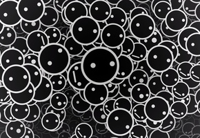 черный фон, Смайлы, кружочки