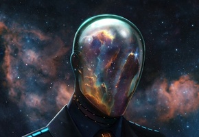маска, космос, звезды, туманность, шлем, Человек, скафандр