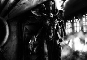 череп, Warhammer 40k, bolter, adepta sororitas, тень