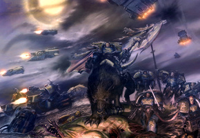 space wolves, космодесант, хаос, космические волки, демон, Warhammer 40k, нургл