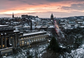 scotland, дорога, столица, Edinburgh, дома, шотландия, улица, эдинбург, вечер, отель