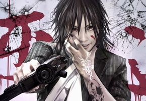 девушка, оружие, иерогрифы, тату, i-chen lin, Арт