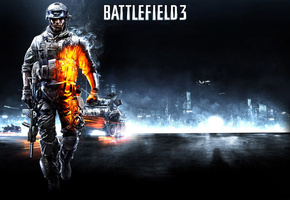 солдат, Battlefield 3, поле сражений, танки, боец, ea
