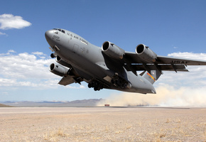 пустыня, Посадка, грузовой, пыль, сша