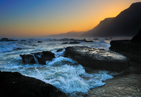 природа, волна, Вечерние пейзажи, океан, море, вода